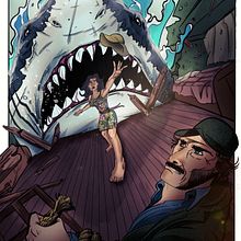 Tiburón Película 1975. Un progetto di Character design, Disegno, Illustrazione digitale e Disegno digitale di David Rojas Villalobos - 13.04.2025