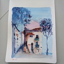 Watercolor architecture painting. Drawing, Watercolor Painting, Architectural Illustration, Sketchbook, and Sketching project by stasiatop - 04.14.2025