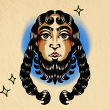 Mulher barbada - old school. Ilustração digital, Desenho, e Desenho de tatuagens projeto de Giovana - 14.04.2025