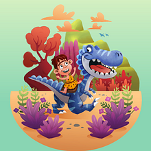 Dino Racer. Digital Illustration, Stor, telling, Digital Drawing, Digital Painting, Concept Art, Children's Illustration, Drawing, Character Design, Narrative, and Creativit project by Callum Moffat - 04.16.2025