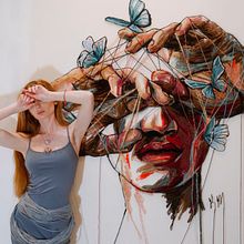 “Threads of Emotion”-Large-Scale Wall Embroideries. Embroider, Fiber Arts, Decoration, and Portrait Drawing project by Kathrin Marchenko - 04.16.2025