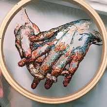 “Hand Study” — Embroidered Hands on Tulle. Embroider, Fiber Arts, and Decoration project by Kathrin Marchenko - 04.16.2025