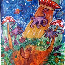 Cat Aliens . Traditional illustration, Watercolor Painting, and Drawing project by sakinakitty1 - 04.17.2025