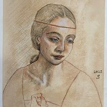 Exercise U5: Dessin d'une jeune femme dans le style de Leonardo Da Vinci. Un projet de Dessin artistique, Dessin, Beaux Arts, Dessin de portrait, Dessin réaliste , et Esquisse  de Sonya Banal - 19.04.2025