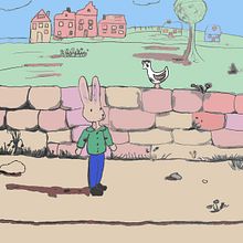 Bunny on the road.. Projekt z dziedziny Trad, c, jna ilustracja, Ilustracja c, frowa,  R i sunek użytkownika scezara - 19.04.2025