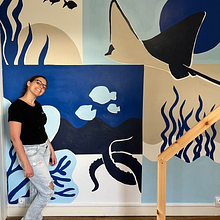 Ocean mural painting. Digital Illustration, Painting, Creativit, Interior Design, Decoration, and Children's Illustration project by Madeline Percher - 04.20.2025