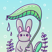 Rainy Days: Kawaii Children's Illustration 🐇. Digital Illustration, Character Design, Children's Illustration, Drawing, Digital Drawing, Vector Illustration, and Creating with Kids project by Nataliia Manych - 04.20.2025