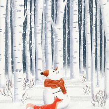 Conte d'hiver : Renard roux et bonhomme de neige. Un projet de Illustration numérique, Stor, telling et Illustration jeunesse de mulkiye_kart - 20.04.2025