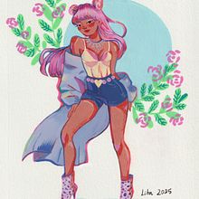 Pink. Traditional illustration, Digital Illustration, Drawing, Gouache Painting, Acr, lic Painting, Sketching, Sketchbook, Character Design, and Social Media Design project by carlinesmillan - 04.21.2025