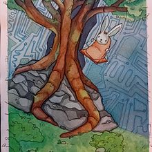 Cyber Tree. Un proyecto de Ilustración infantil, Ilustración tradicional, Pintura y Pintura a la acuarela de keimir - 21.04.2025