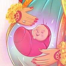 Love Before the First Sight – Baby Shower Illustration. Projekt z dziedziny Ilustracja c, frowa,  R, sunek, Projektowanie graficzne, Stor, telling, Portale społecznościowe,  Manager art, st, czn, Ilustracje dla dzieci, Sketching, Portret, Malarstwo c, frowe, Ilustracja naturalist, czna, Projektowanie opakowań, Książka obrazkowa i Concept art użytkownika nishitvyas8 - 21.04.2025