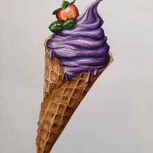 Food marker painting: ice cream. Drawing, Children's Illustration, Sketchbook, Sketching, Naturalistic Illustration, Artistic Drawing, Creating with Kids, and Art Therap project by karinova - 04.22.2025