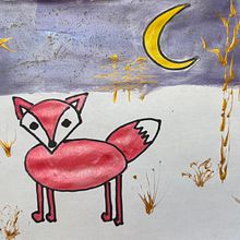 Starry Night Winter Fox. Drawing, Acr, lic Painting, Creating with Kids, Multimedia, Arts, Crafts, and Painting project by Anneke Payne - 04.22.2025