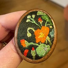 Hand embroidered brooch.. Embroider project by jenmaryrose - 04.22.2025