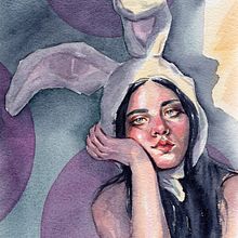 Easter Bunny. Watercolor Painting, and Traditional illustration project by Imola T - 04.22.2025