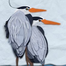 Digital Cut-Paper Blue Herons. Digital Illustration, and Drawing project by Misha Wrucke - 04.22.2025