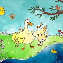 Happy ducklings. Drawing, Digital Illustration, and Character Design project by Ioana Micleușanu - 04.22.2025