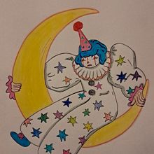 Payasita de estrellas en la luna. Traditional illustration, Drawing, Children's Illustration, Pencil Drawing, and Sketchbook project by Mafe Acero Blanco - 04.22.2025