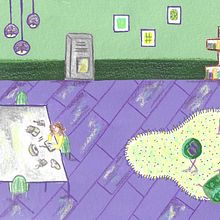 Auto-portrait dans mon salon . Creativitate, Desen, Ilustrație tradițională, Pictură cu guașă, Caiet de schițe și Desen în creion colorat de Audrey Saulières - 04.23.2025