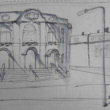 Architektonische Zeichnung mit Aquarell - Tonhalle St. Gallen . Drawing, Watercolor Painting, Architectural Illustration, Sketchbook, Ink Illustration, and Sketching project by baldauf_judith - 04.24.2025