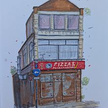 Expressive architectural sketching with coloured markers. Architectural Illustration, Drawing, Ink Illustration, Sketchbook, and Sketching project by Catherine Elliott - 04.29.2025