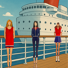 navy aesthetic. Projekt z dziedziny Sketching, R, sunek c, frow, Projektowanie mod, Trad, c, jna ilustracja i Ilustracja modowa użytkownika Viviany Pancera - 30.04.2025