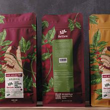 Packaging - Del Corte Coffee. Digital Illustration, Drawing, Graphic Design, Design, Br, ing, Identit, Stor, telling, Communication, Creativit, and Social Media project by unneandertal studio - 05.01.2025