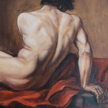 Detalle de Patroclo. JL David Ein Projekt aus dem Bereich Malerei mit Acr, l, Anatomische Zeichnung, Bildende Künste, Ölmalerei und Realistische Zeichnung von Oscar Acevedo - 02.05.2025
