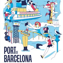 Port de  Barcelona. Gráfica puertas abiertas.. Digital Illustration, Vector Illustration, 2D Animation, Poster Design, and Character Animation project by Juanma García Escobar - 05.03.2025
