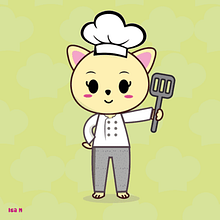 Gatito Master Chef. Digital Illustration project by Isabella Martinez - 05.05.2025