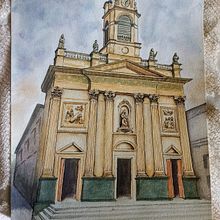 Basílica de San José de Flores - Buenos Aires. Projekt z dziedziny  R, sunek, Malowanie akwarelą,  R, sunek architektoniczn, Sketchbook,  R, sunek atramentem i Sketching użytkownika Jason Trujillo - 06.05.2025
