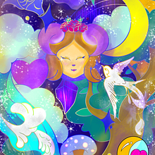 The Spirited 🌿💜🐑. Color Theor, Digital Illustration, Drawing, Traditional illustration, Watercolor Painting, and Design project by Sandra Kimura - 05.07.2025