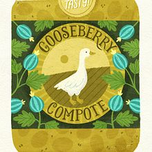 Gooseberry compote. Design, Product Design, H, Lettering, Traditional illustration, Digital Illustration, and Packaging project by leysanshayak - 05.08.2025