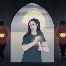 Three mothers (shalosh ima'ot שלוש אמהות). Un proyecto de Ilustración digital, Diseño gráfico, Pintura e Ilustración tradicional de Yael Alshochat - 12.05.2025