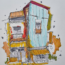 My attempt at the project. Architectural Illustration, Drawing, Ink Illustration, Sketchbook, and Sketching project by elissamai - 05.13.2025