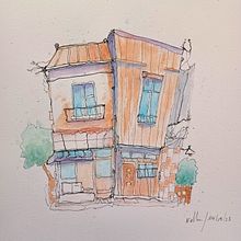 Architecture House. Projekt z dziedziny  R, sunek architektoniczn,  R, sunek, Sketchbook, Sketching i Malowanie akwarelą użytkownika Christine Lhuillery - 15.05.2025