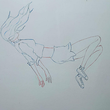 Desenho de pessoa em queda livre. Projekt z dziedziny  Sztuki piękne,  R, sunek, R, sunek ołówkiem, R, sunek realist, czn, R, sunek anatomiczn i Sketching użytkownika Aires - 16.05.2025