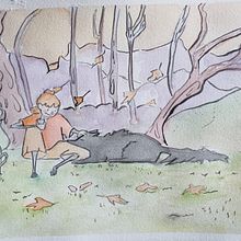 Una tarde de otoño.. Een project van Ontwerp van personages,  Tekening, Traditionele illustratie,  Illustratie met inkt, Manga y Aquarelschilderen van Paula Encrenaz - 24.05.2025