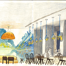 Barszene. Un progetto di Illustrazione architettonica, Illustrazione tradizionale, Illustrazione con inchiostro e Pittura di Melanie Volkmann - 25.05.2025
