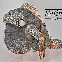 Iguana iguana. Projekt z dziedziny  R, sunek, Trad, c, jna ilustracja, Malowanie akwarelą, Ilustracja naturalist i czna użytkownika Diana Karina Palma Díaz - 28.05.2025