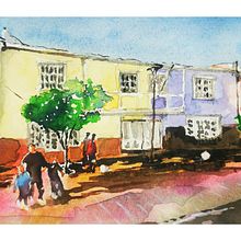 Paisajes Urbanos, calles de Vallenar (en construccion). Watercolor Painting, Fine Arts, and Architectural Illustration project by arkristan - 05.29.2025