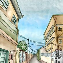 Galle Fort - A quiet corner . Projekt z dziedziny Trad, c, jna ilustracja, Ilustracja c, frowa,  R, sunek, Malowanie akwarelą, Stor, telling, R, sunek ołówkiem i Sketching użytkownika chamelie.epa - 30.05.2025