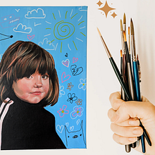Painting myself at age 4. Projekt z dziedziny  Sztuki piękne,  Malarstwo, Malarstwo akr, lowe i Portret użytkownika Kathryn Burton - 02.06.2025