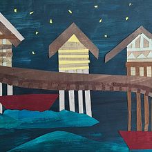 Dorpje van paalwoningen. Projekt z dziedziny  Kolaż, Trad, c, jna ilustracja, Ilustracje dla dzieci, Kreat, wne zabaw, z dziećmi, Narracja i Papercraft użytkownika kristintielemans - 03.06.2025