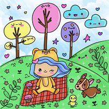 Paseo por el campo. Projekt z dziedziny Projektowanie postaci, Ilustracja c i frowa użytkownika Evelin Moreno Lopez - 04.06.2025