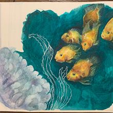 School of Fish . Projekt z dziedziny Trad, c, jna ilustracja, Ilustracja naturalist, czna,  Malarstwo i Malowanie akwarelą użytkownika Mykah Moncrief - 04.06.2025