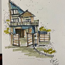 House Sketching Practice. Projekt z dziedziny Sketching, Sketchbook,  R i sunek atramentem użytkownika Marie Lam - 07.06.2025