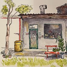 Cafe sketch. Projekt z dziedziny  R, sunek, Malowanie akwarelą i Sketching użytkownika d_florinaa - 09.06.2025