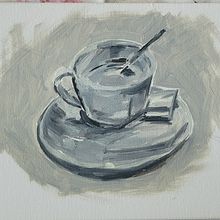 Eine Tasse Kaffee . Fine Arts, Painting, and Oil Painting project by Maryam Sarshar - 06.10.2025