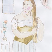 Ella se peina. Projekt z dziedziny  Sztuki piękne, Design, Trad, c, jna ilustracja,  Malarstwo, Kreat, wność, Kreat, wne zabaw, z dziećmi i Sketchbook użytkownika Eduardo García - 12.06.2025